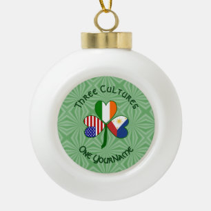 Philippines Ireland USA Shamrock Flag Personalised Ceramic Ball Christmas Ornament