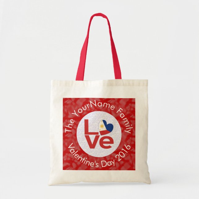 Philippines LOVE White on Red Tote Bag (Front)