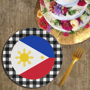 Philippines Plate, buffalo plaid & Philippine Flag Paper Plate