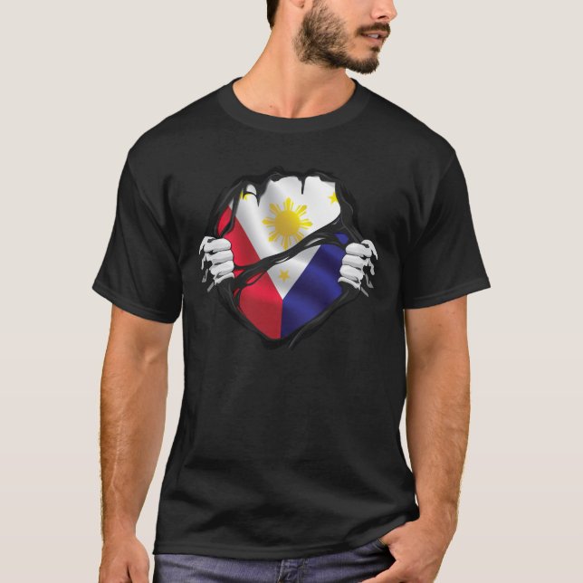 Philippines Pure Roots Flag Black  T-Shirt (Front)