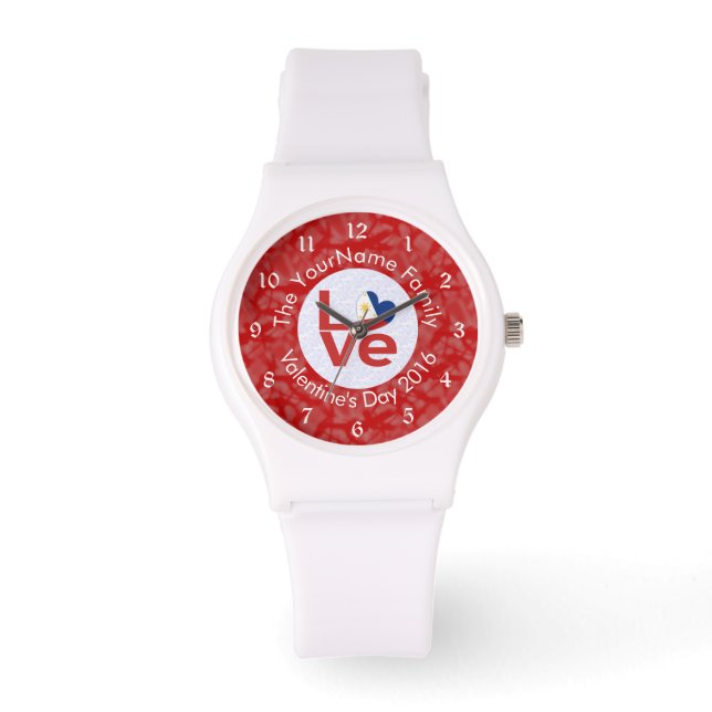 Philippines Red LOVE Flag Personalised  Watch (Front)