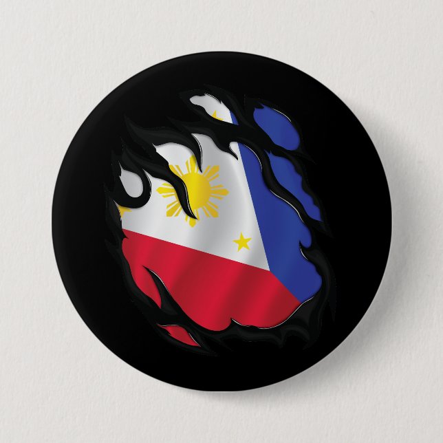 Philippines Ripped Flag 7.5 Cm Round Badge (Front)