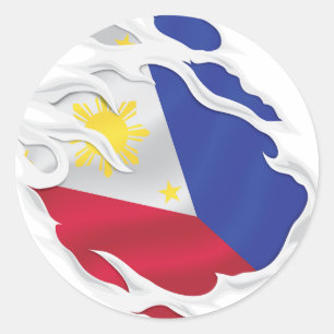 Philippines Ripped Flag Classic Round Sticker