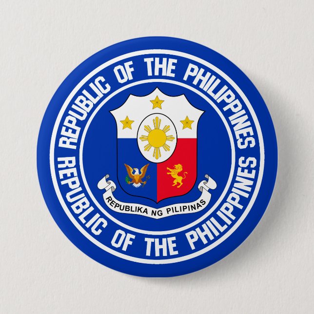 Philippines Round Emblem 7.5 Cm Round Badge (Front)