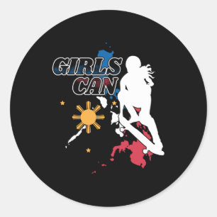 Philippines Skateboarding Girls Can Classic Round Sticker