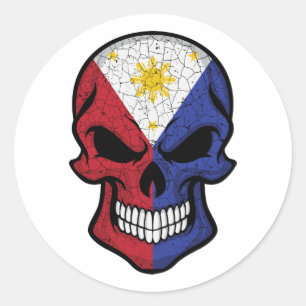 Philippines Smiling Skull Flag Classic Round Sticker