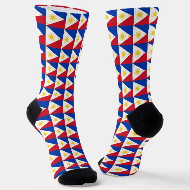 Philippines Socks, patriotic Philippine Flag Socks (Angled)