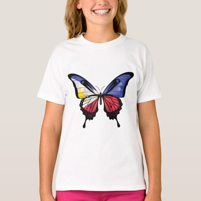 Philippines Swallowtail Butterfly Flag T-Shirt (Front)