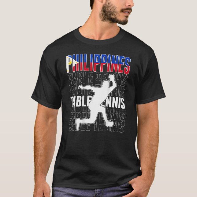 Philippines Table Tennis Fans  Philippine Flag Pin T-Shirt (Front)