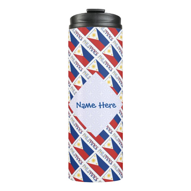 Philippines Tiled Flag Personalised Thermal Tumbler (Front)