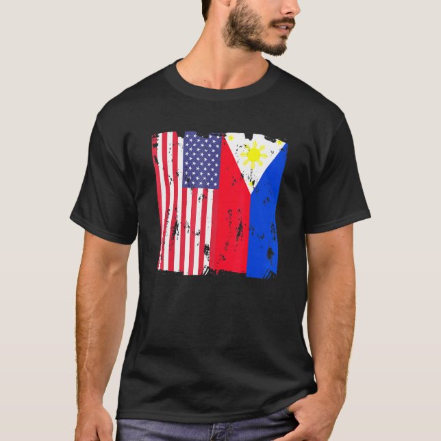 Philippines USA Flag Filipino American Loves pilip T-Shirt (Front)