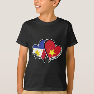 Philippines Vietnam Flag Heart Half Filipino Half  T-Shirt