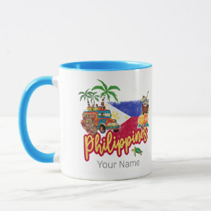 Philippines Vintage Tarsier Flag Palm Souvenir Mug