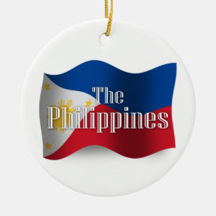 Philippines Waving Flag Ceramic Tree Decoration