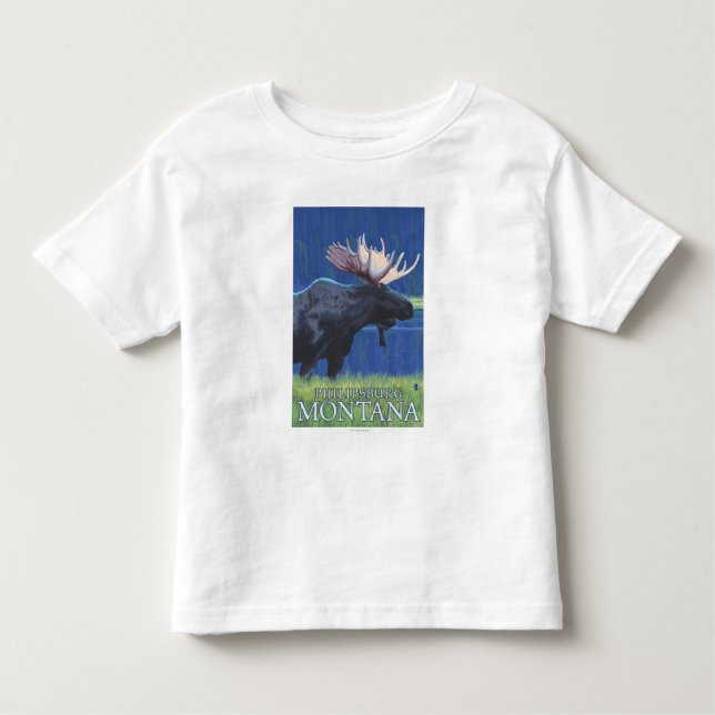 Philipsburg, MontanaMoonlight Moose Toddler T-Shirt (Front)