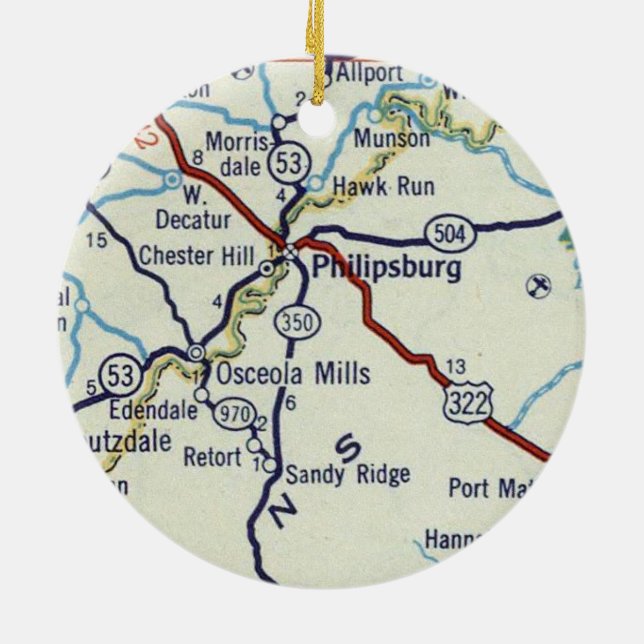 Philipsburg PA Ceramic Tree Decoration (Back)