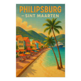 ‘PHILIPSBURG — SINT MAARTEN retro Travel 2026 Poster