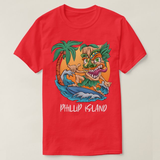 Phillip Island Australia Palm Tree Surfing Beach V T-Shirt (Design Front)