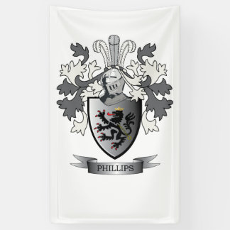 Phillips Family Crest Coat of Arms Banner