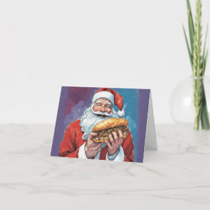 Philly Christmas with Santa eating cheesesteak Holiday Card