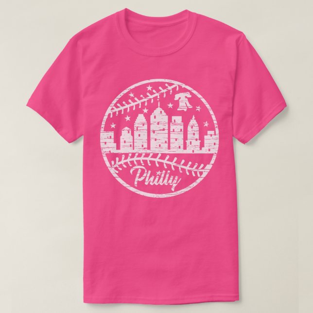 Philly Liberty Bell Skyline Baseball Laces Philade T-Shirt (Design Front)