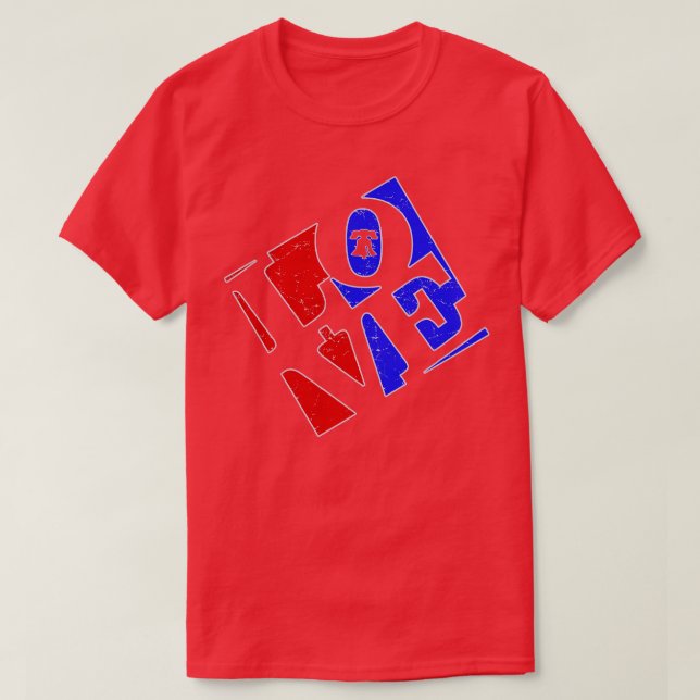Philly Love Red White and Blue Liberty Bell Philad T-Shirt (Design Front)