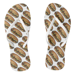 Philly PA Cheesesteak Cheese Steak Sandwich Print Jandals