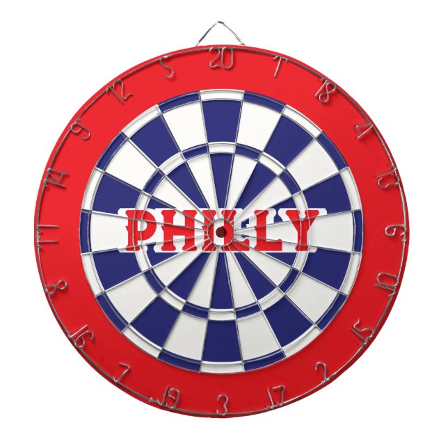 PHILLY Philadelphia White, Navy Blue And Red  Dartboard (Front)