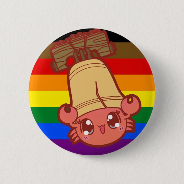 Philly Pride button w/ Cutie Crab & Liberty Bell (Front)
