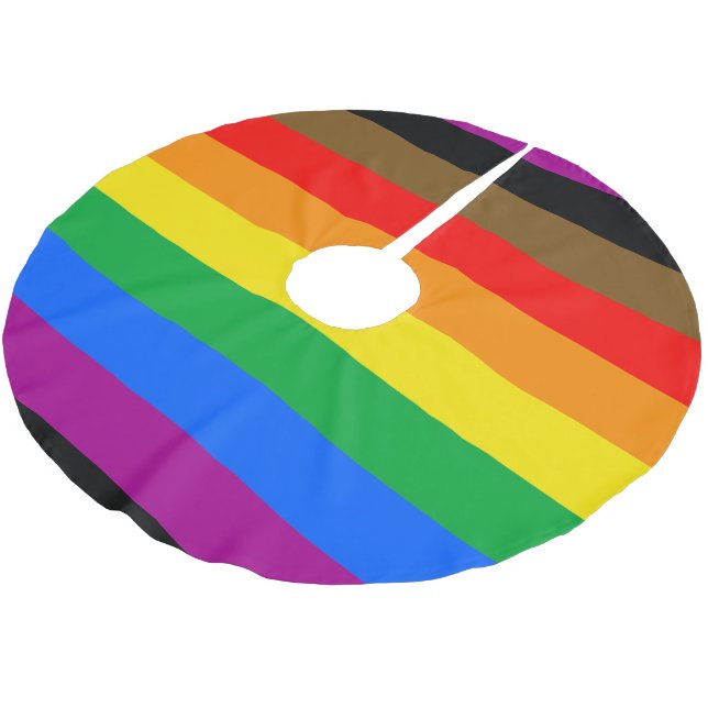 Philly Rainbow Pride Flag Brushed Polyester Tree Skirt (Angled)