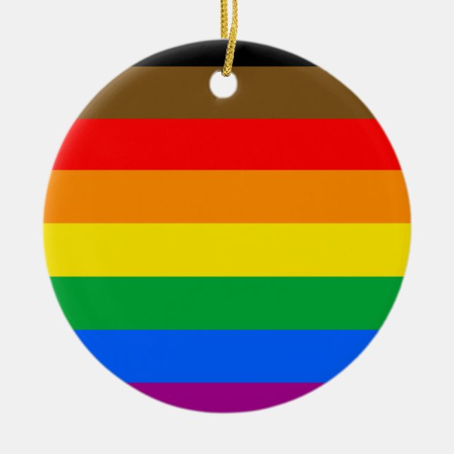 Philly Rainbow Pride Flag Ceramic Tree Decoration (Front)