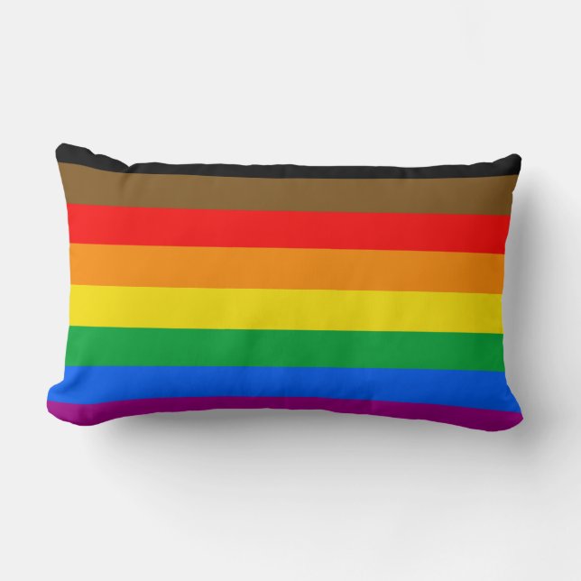 Philly Rainbow Pride Flag Lumbar Cushion (Front)