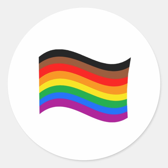 Philly Rainbow Pride Waving Flag Classic Round Sticker (Front)