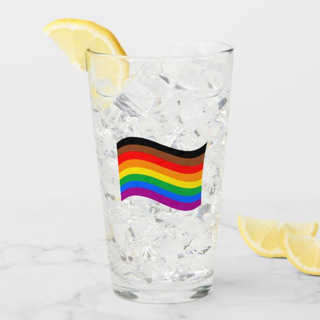 Philly Rainbow Pride Waving Flag Glass (Front Ice)
