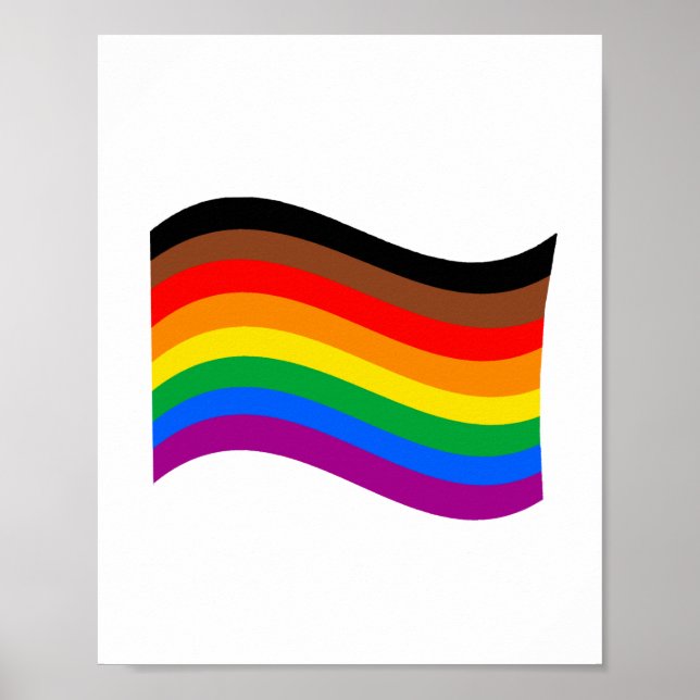 Philly Rainbow Pride Waving Flag Poster (Front)