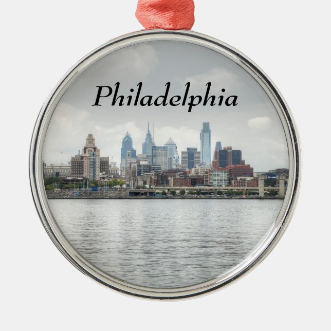 Philly skyline 2 metal tree decoration (Front)