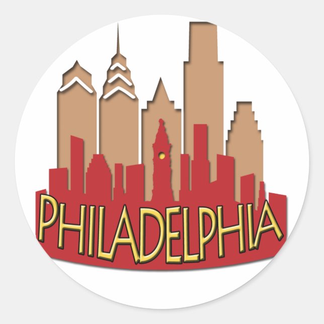 Philly Skyline newwave hot Classic Round Sticker (Front)