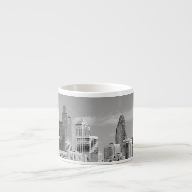 Philly skyscrapers black and white espresso cup (Front)