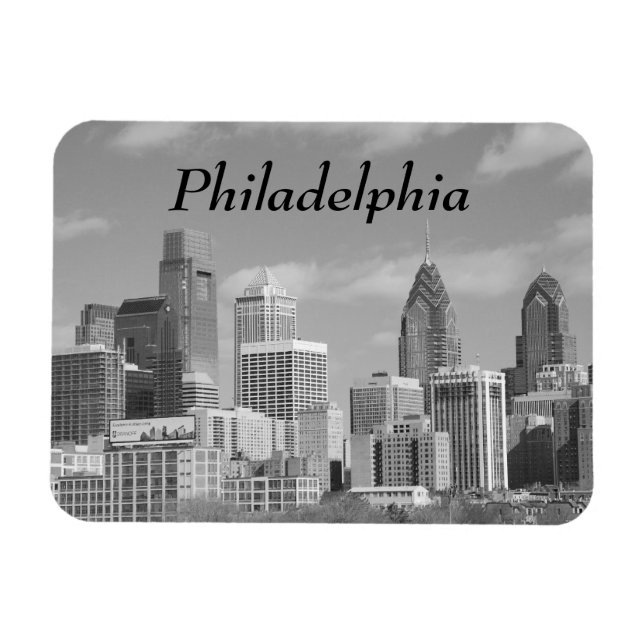 Philly skyscrapers black and white magnet (Horizontal)