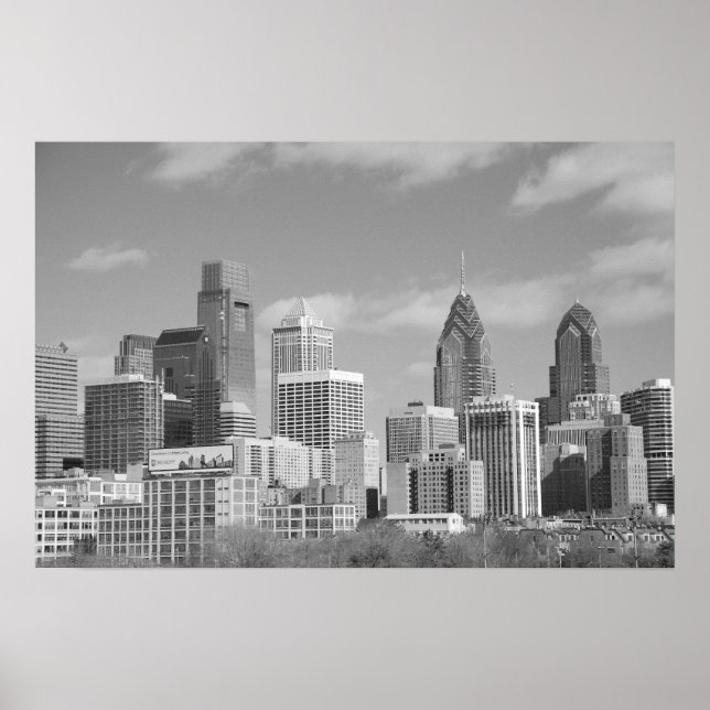Philly skyscrapers black and white poster (Front)