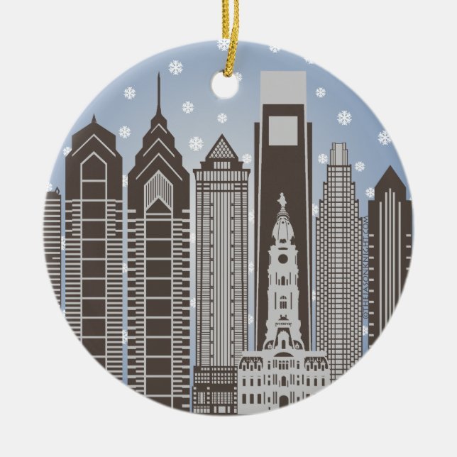 Philly Snowflakes Ceramic Tree Decoration (Front)