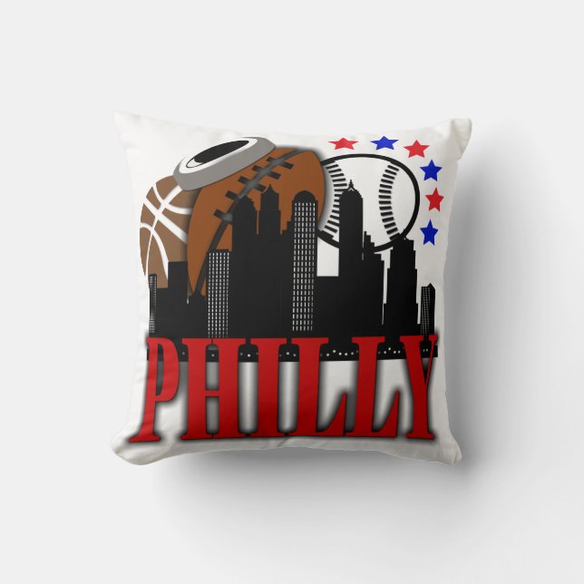 Philly Sports Polyester Throw Pillow 16" x 16" (Front)