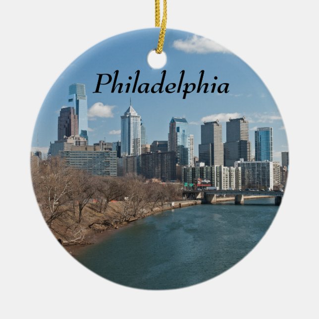 Philly winter ceramic tree decoration (Front)