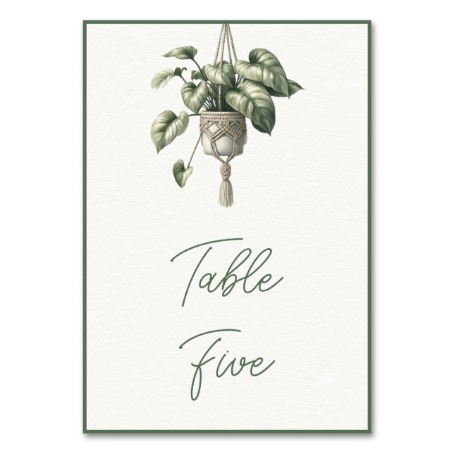 Philodendron: Boho Chic Botanical Greenery Plant Table Number (Front)