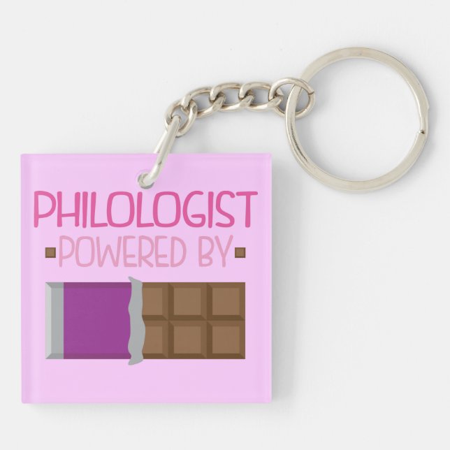 Philologist Chocolate Gift for Her Key Ring (Back)