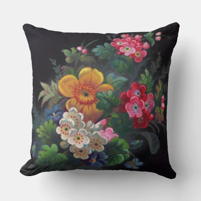 Philomena Victorian Bouquet Throw Pillow (Front)