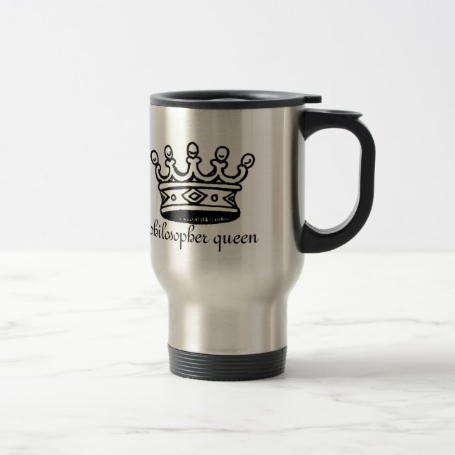 Philosopher Queen (blk crwn) travel mug(left-hand) Mug (Right)