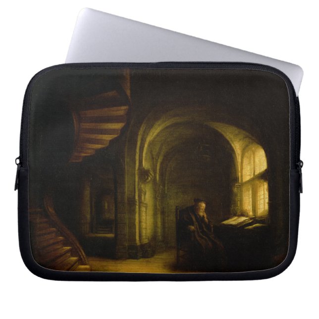 Philosopher with an Open Book, 1625-7 (oil on pane Laptop Sleeve (Front)