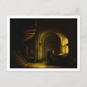 Philosopher with an Open Book, 1625-7 (oil on pane Postcard