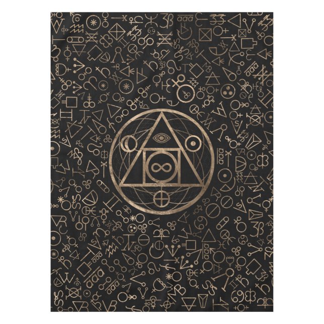 Philosopher's stone symbol Alchemical  pattern 2 Tablecloth (Front)